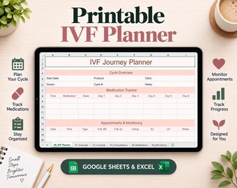 ADHD IVF Journey Planner | Google Sheets and Printable Digital pdf | ADHD ivf Journal | ivf Medication Tracker | ttc Fertility Planner