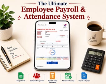 Modèle de paie, outil de suivi de la paie d'employés, feuille de calcul RH Google Sheets, feuille de calcul Excel pour la gestion du personnel, paie d'entreprise
