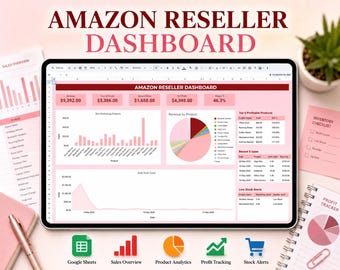 Hoja de cálculo para revendedores de Amazon / Rastreador de inventario, contabilidad y registro de ganancias de FBA para Google Sheets / Descarga digital