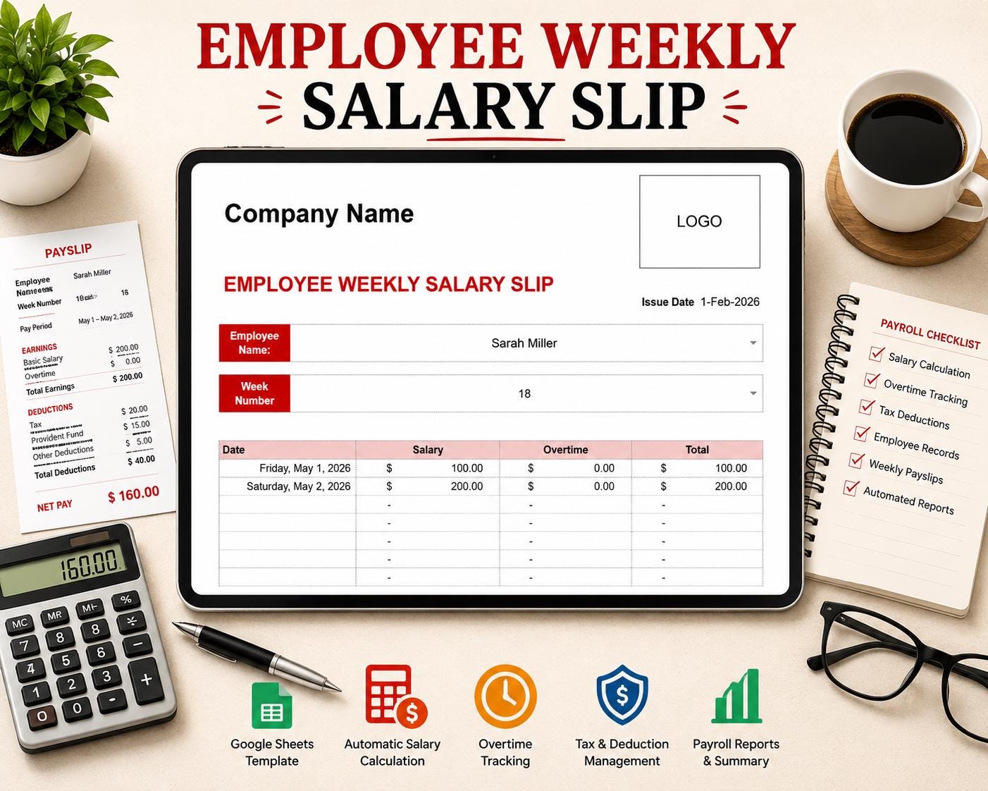 Salary Tracker Spreadsheet | Payroll Template for Small Business ...
