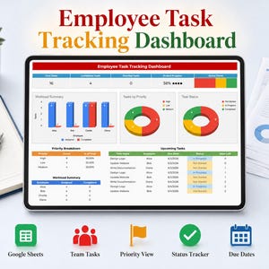 Team Task Tracker Google Sheets Task Management Template for Small Business Employee Work Manager Spreadsheet Excel Recurring Task Planner