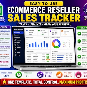 Hoja de cálculo para revendedores / Seguimiento de ventas en Vinted, eBay y Poshmark (Google Sheets)