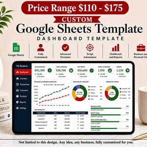 Custom Google Sheets Template, Google Sheet Automation, Dashboard, Formula Setup, Apps Script, Business Spreadsheet | Digital Download