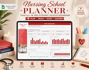 Nursing Student Planner | Nursing School Digital Planner | Nurse Notebook | Nursing Notes | Student Nurse Workbook | Gift for Nurse