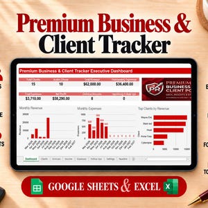 Client Tracker | Excel and Google Sheets | Small Business CRM Template | Customer Database | Task and Invoice Tracker