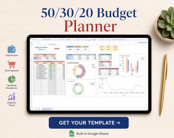 50/30/20 Haushaltstabelle Google Sheets | Monatlicher Budgetplaner | Paycheck Budget Tracker | Spesen & Sparplaner