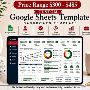Custom Google Sheets Template, Google Sheet Automation, Dashboard, Formula Setup, Apps Script, Business Spreadsheet | Digital Download