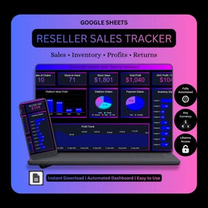 Hoja de cálculo para revendedores / Seguimiento de ventas en Vinted, eBay y Poshmark (Google Sheets)