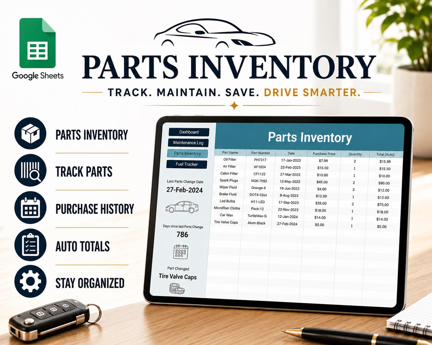 Car Maintenance Tracker Google Sheets | Vehicle Service Log, Fuel ...