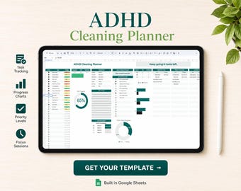 ADHS Putzplaner Google Sheets | ADHD Chore Chart | Putzplan Tracker | Haus Reinigung Checklist Vorlage
