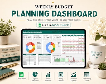 Plantilla de Google Sheets para planificar el presupuesto semanal, controlar los gastos y ahorrar.
