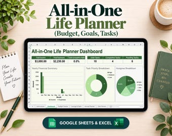 Neurodivergent Life Planner Dashboard | Exceland Google Sheets | ADHD Daily To-Do List | Budget & Productivity Tracker | Digital Planner