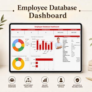 Employee Database Template Google Sheets, Employee Directory Excel Spreadsheet, Human Resources Staff Directory Team Management HR Templates