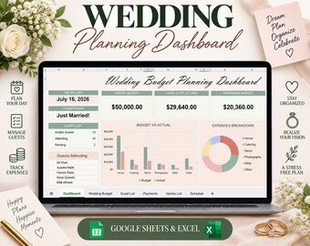 Wedding Budget Planner Spreadsheet | Excel n Google Sheets | Wedding Finance & Expense Tracker | DIY Destination Wedding Organizer | Bridal