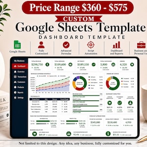 Custom Google Sheets Template, Google Sheet Automation, Dashboard, Formula Setup, Apps Script, Business Spreadsheet | Digital Download