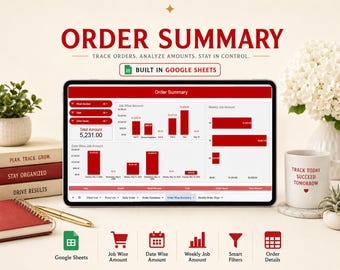 Hoja de cálculo para seguimiento de pedidos / Rastreador para pequeñas empresas, Hoja de cálculo empresarial, Hojas de cálculo de Google, Rastreador de ventas, Plantilla de estado de pedidos / Digital