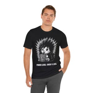 Niveau de puissance sur 9 vies - chemise chat anime inspirée de DBZ, t-shirt manga unisexe, cadeau Otaku drôle, t-shirt Boba Bubble Tea (expédition aux États-Unis)