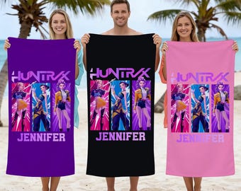 Telo mare Huntrix Kpop Demon Hunters, Telo mare Kpop Demon Hunters, Telo mare accogliente K-Pop Demon Hunters Huntrix, Regalo ispirato agli anime, Regalo per le vacanze