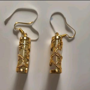 Glow In The Dark Golden Chinese Dragon Earrings.