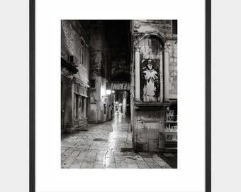 Split, Croatia, Black and White Photography, Old Style City With Historical Buildings Urban Photography Print, Croatia Black and White Photo