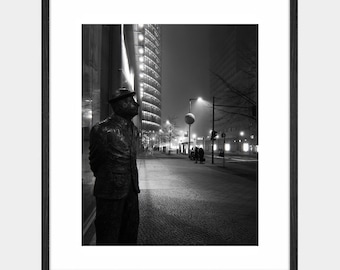 Impressão fotográfica de Berlim, Fotografia noturna em preto e branco, Impressões fotográficas, Fotografia de rua, Fotografia de Berlim, Arte de parede em preto e branco