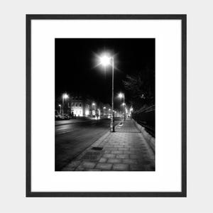 Dublin City Night Photography Print, Saint Stephens Green, Ireland, Black And White Photography Wall Art, Irish Photography image 1