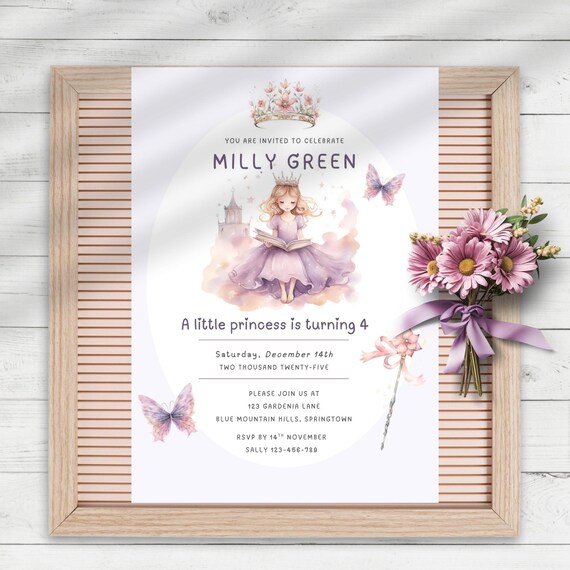dress up tea party birthday invitations Princess Crowns and Tea Dress up Par-tea Birthday Invitation Canva Editable Template | Multiple Sizes