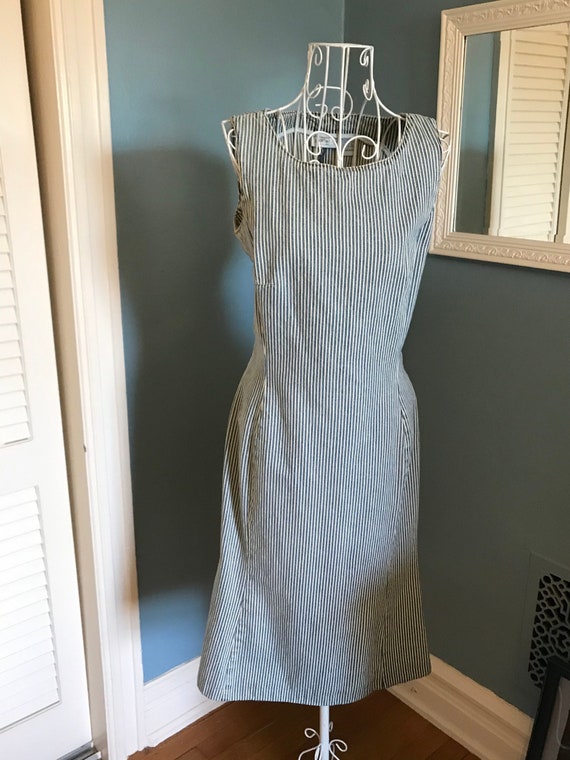 Vintage Denim Jeanology Dress Striped Fitted  Jean - image 1