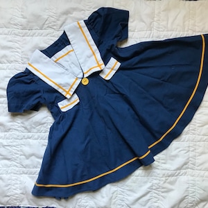 Vintage Kleinkinder Matrosenkleid Navy Blau