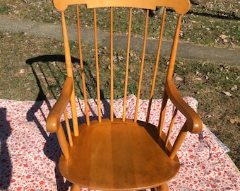 Local Pickup Only Nichols & Stone Co. Vintage Wooden Rocking Chair Blond Wood Rocker 1984