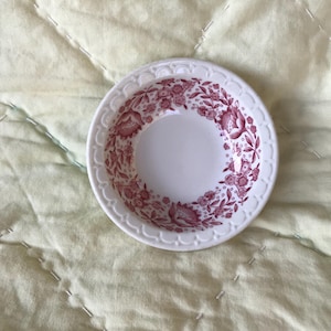 Vintage Red Flower Syracuse China Roxbury Small Bowl Floral Dish