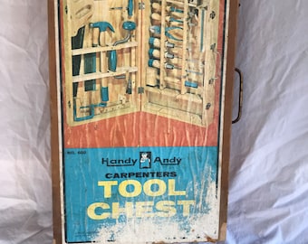 Vintage Handy Andy Carpenters Tool Set Childrens Tools