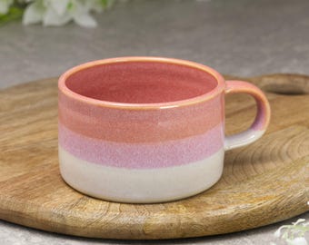 Handcrafted Cappuccino Cup: Coral Sea-Smoothed Pebble Glaze, Latte Mug