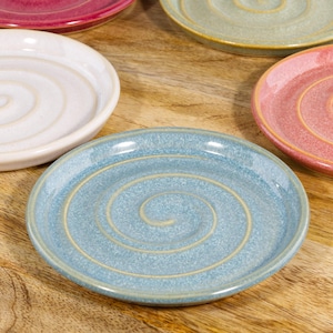 Handmade Ceramic Soap Dish: Sea-Smoothed Pebble Glaze, Spiral Design