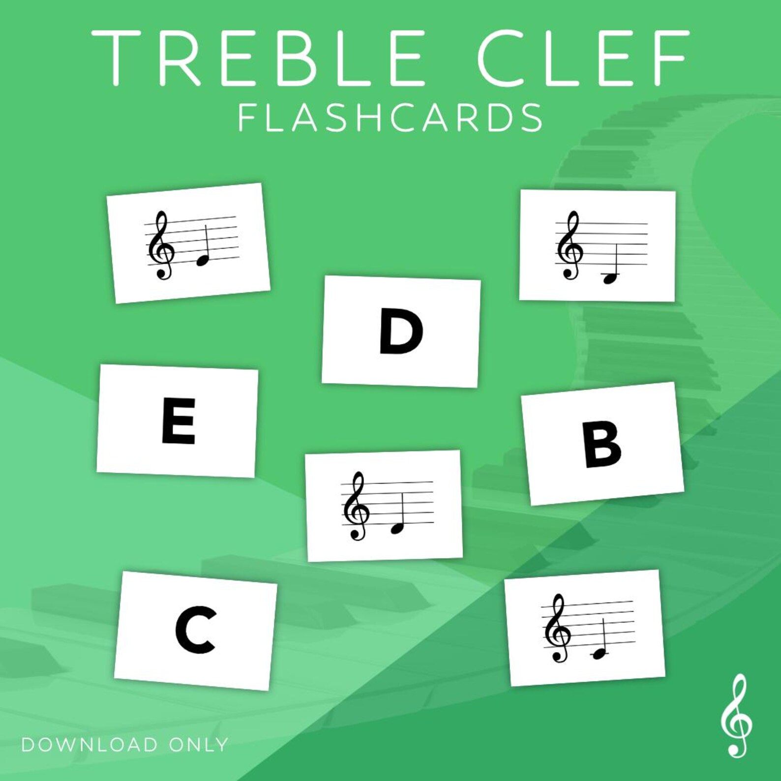 Treble Clef Notes Random Treble Clef Notes Flashcards/memory Game for Piano and Keyboard - Etsy