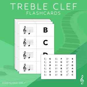 Treble Clef Notes Flashcards/Memory Game for Piano and Keyboard