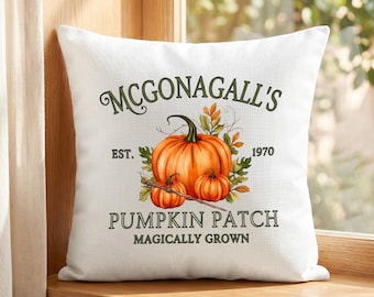 Personalized Pumpkin Patch Pillow Cover, Custom Family Name Fall Throw Pillow Case, Farmhouse Autumn Home Decor