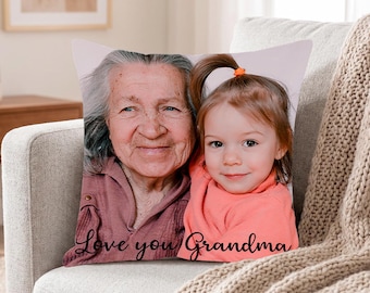 Funda de almohada personalizada con foto de la abuela, funda de almohada personalizada para recuerdos familiares, regalo de cumpleaños para la abuela, decoración sentimental para el hogar.