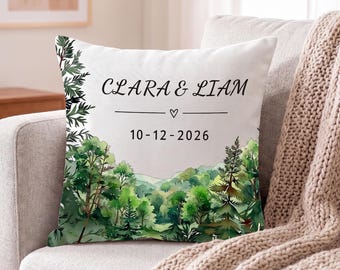 Funda de almohada personalizada para bodas, regalo personalizado para parejas, recuerdo de aniversario, decoración rústica y romántica para el hogar, regalo para recién casados.