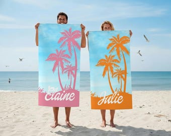 Telo mare a righe personalizzato con nome, telo piscina personalizzato per la squadra della sposa, regalo per le damigelle, ultimo brindisi sulla costa per il viaggio tra amiche