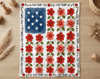 Personalized America 250 Blanket Custom Name Anniversary Gift Monogrammed Swaddle Floral Nursery Decor Blanket