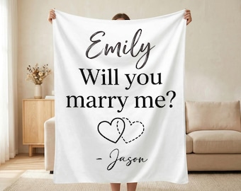 Manta personalizada para propuesta de matrimonio, regalo "¿Quieres casarte conmigo?", manta de compromiso personalizada, recuerdo romántico para ella.