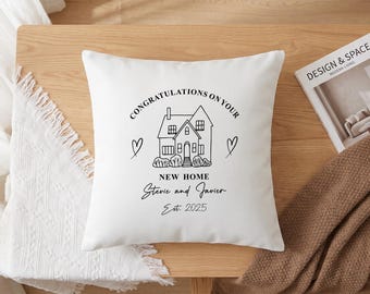 Personalized Housewarming Pillow Cover, Custom Home Decor Gift for New Homeowners, Family Keepsake Cushion Cover, Modern Farmhouse Accent