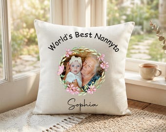 Funda de almohada personalizada con retrato floral de la abuela, regalo para los nietos, funda de almohada para el Día de la Madre, decoración acogedora para el hogar.
