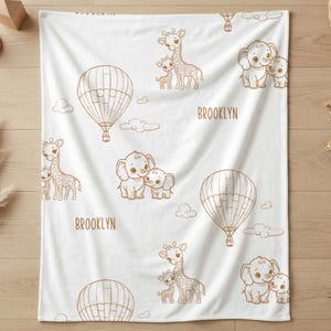 Personalized Baby Blanket Safari Animal Nursery Gift For Baby Shower Neutral Jungle Nursery Bedding