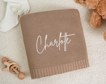 Manta de bebé de punto con nombre bordado personalizado, manta suave personalizada, regalo de recuerdo para bebé, manta con nombre para bebé, manta con nombre para niña