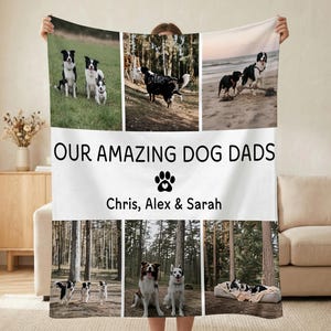 Personalized Dog Dad Blanket, Custom Pet Photo Throw Gift For Dog Fathers, Memorial Keepsake For Home Decor