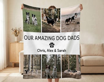 Coperta personalizzata per papà di cani, regalo personalizzato con foto del tuo animale domestico, ricordo commemorativo per l'arredamento di casa.