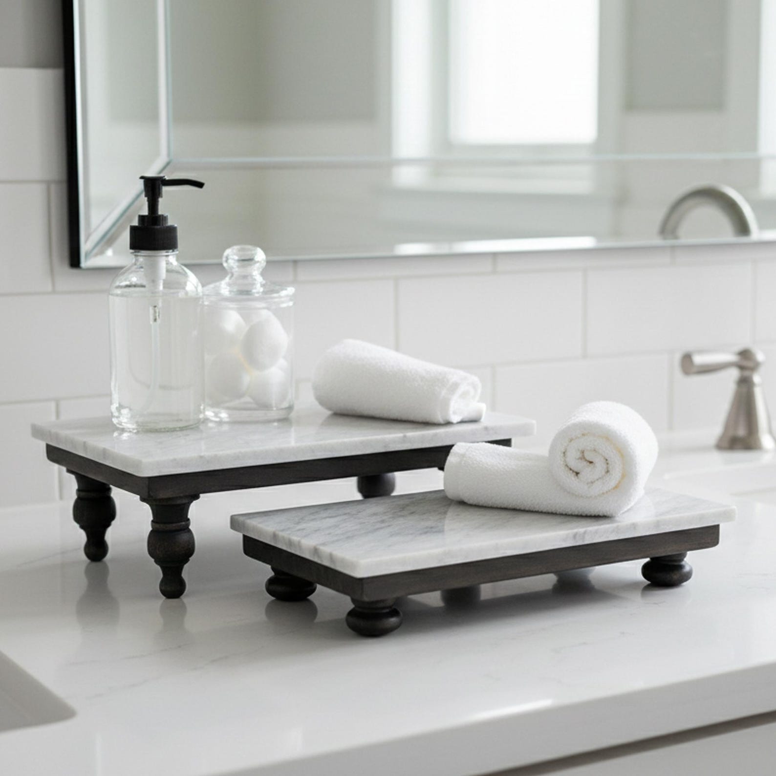 Marble Riser Buffet Carrara Marble and Wood Riser for Display - Etsy
