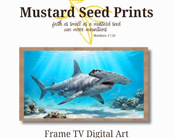 Hammerhead Shark TV Frame Art, Underwater Shark Decor, 4K Smart Television Artwork, Ocean Wildlife Deep Sea Fisherman, Marine Photography